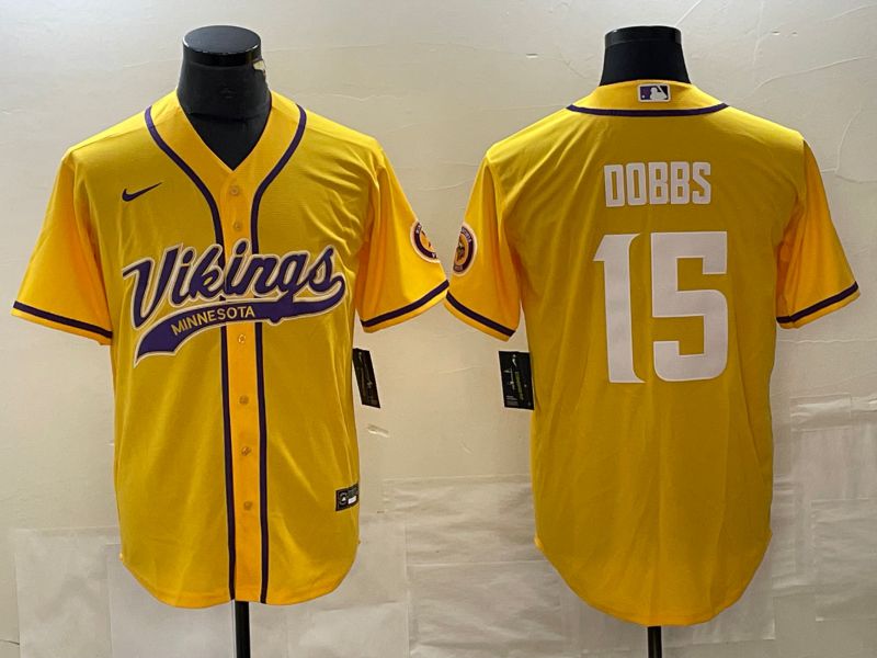 Men Minnesota Vikings 15 Dobbs Yellow 2023 Nike Co branded NFL Jersey